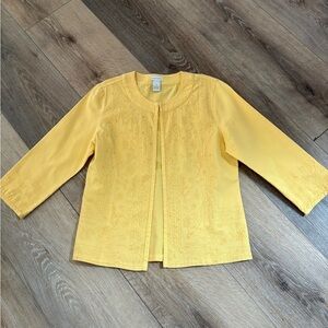Tantrums yellow lightweight blazer blouse,  embroidered size medium NEW